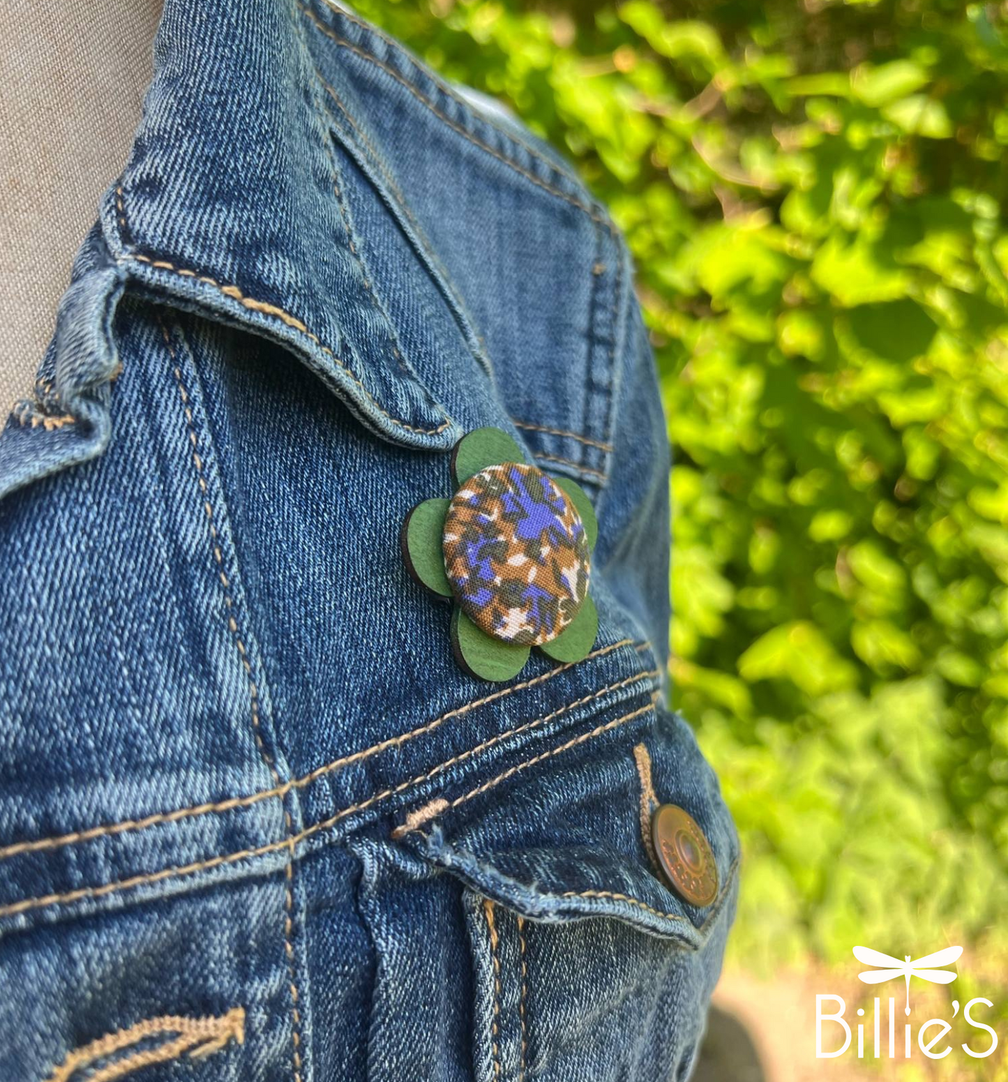 Broche vert et brun