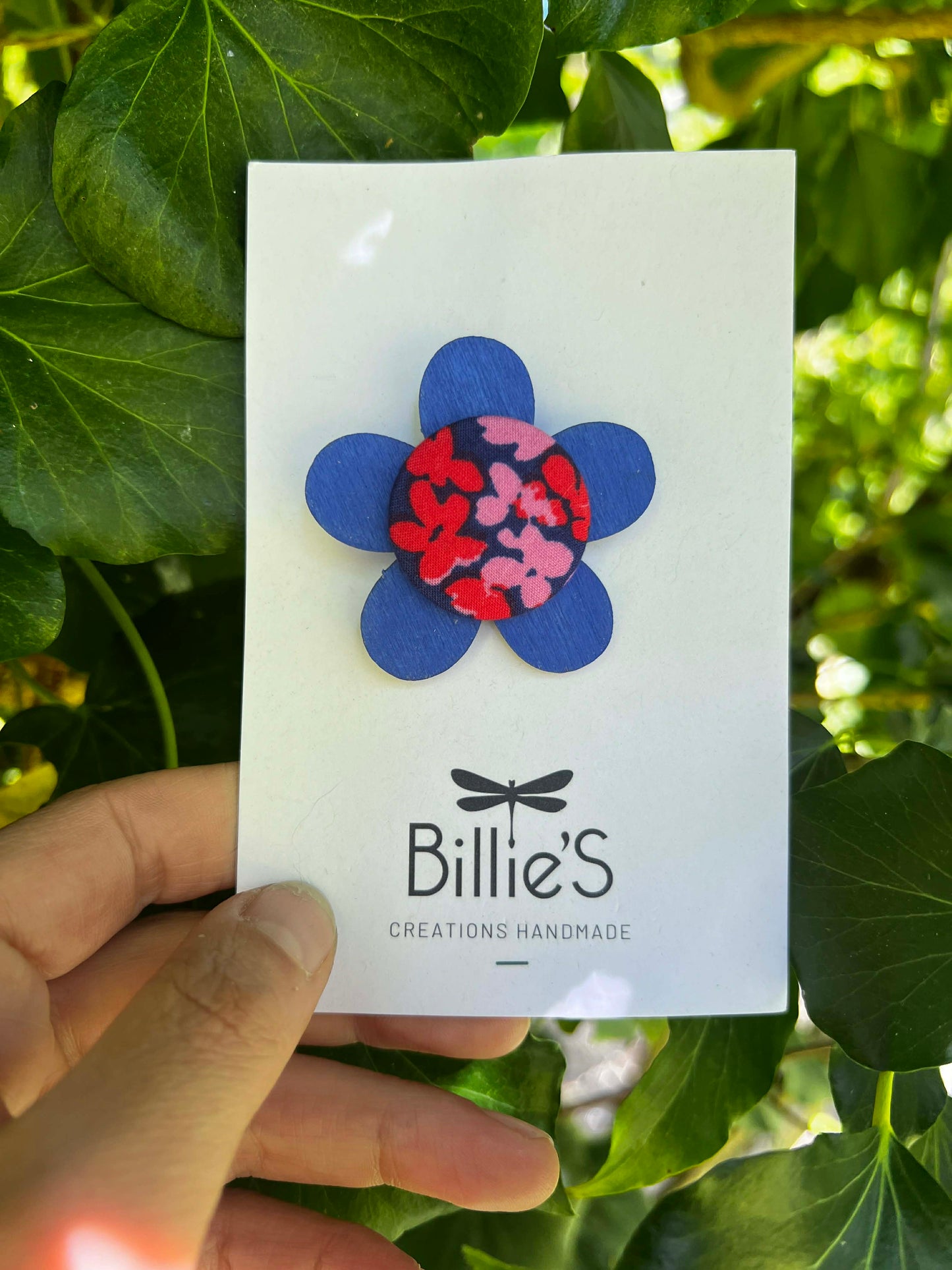 Broche fleuries bleu