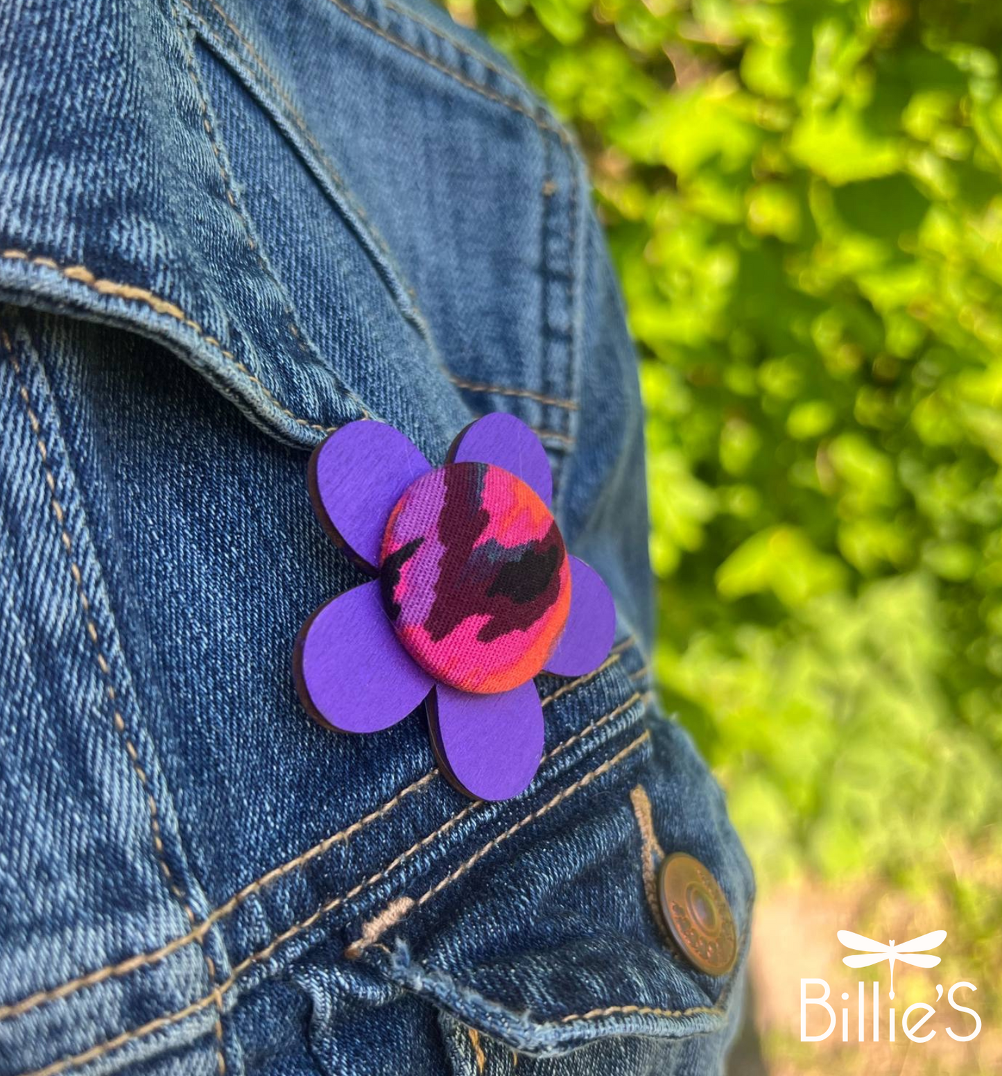 Broche mauve et rose