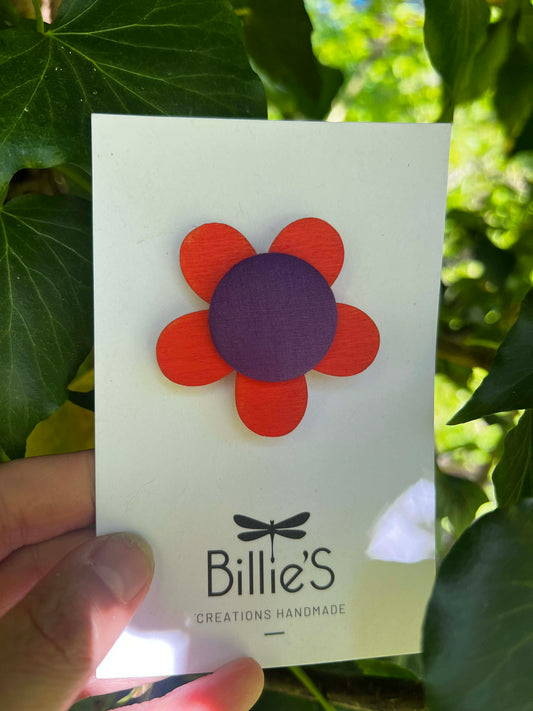 Broche orange et mauve